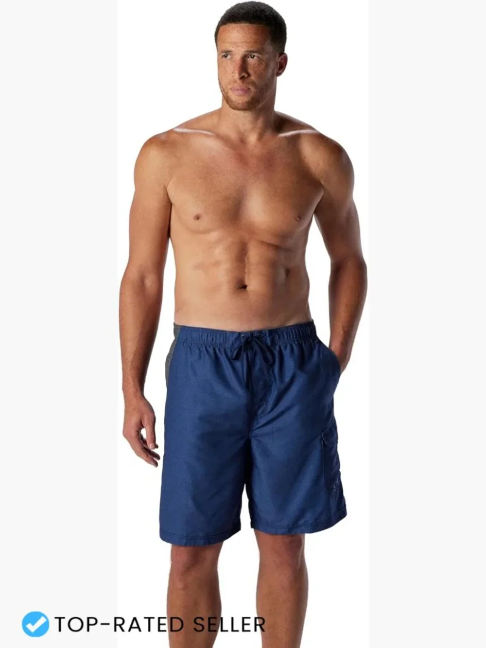 Men's Swim Trunk Knee Length Volley Drawstring Secure Fit 9 Inseam